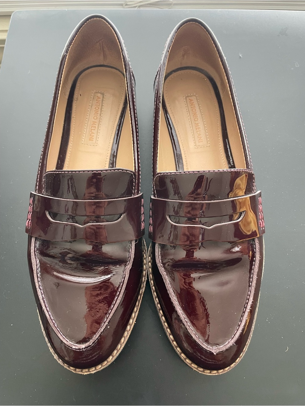ANTONIO MELANI Women's Patent Burgundy Loafers